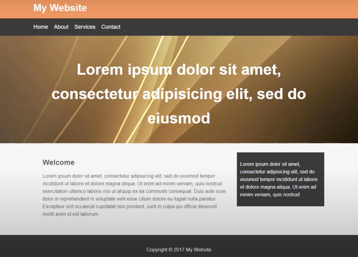 Sample website. Till now, you should be able to build a simple website like this using only HTML and CSS. If one has any problem with this, check out [here](https://youtu.be/yfoY53QXEnI?t=4164), and you'll find the sample code in the description and explanation from that starting time.